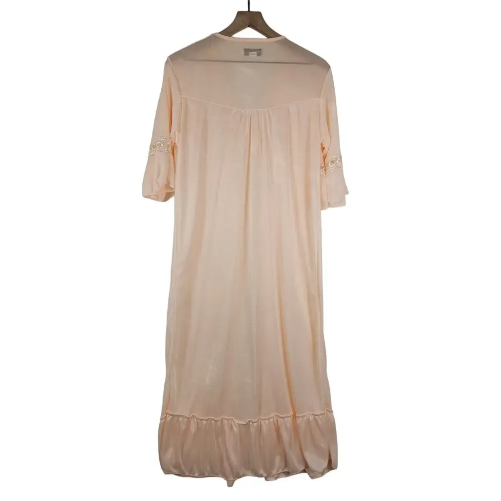 T.C‎ Fashion vintage robe peginoir tie front ruffles, pink orange sherbet XL